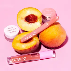 Pop of Peach Juicy Lip Kit| Revitalizing Lip Exfoiliant, Ultra Repair Night Therapy, Plumping Lip Oil with Arnica and Peptides, Peptide Plump Lip Treatment