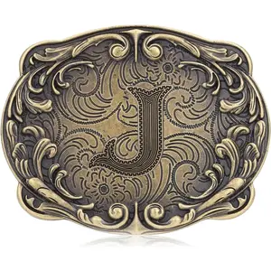 Western Belt Buckles for Men ABCDJMR-Z Initial Belt Buckle Cowboy Custom Belt Buckle