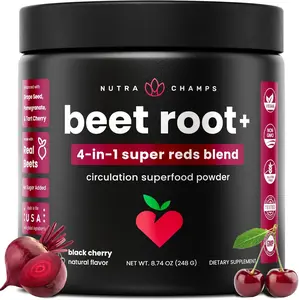 Beet Root Powder Circulation Supplement, Superfood Powder Nitric Oxide with Beetroot Juice, Super Reds & Grape Seed Extract, No Sugar Beet Supplement - 8.74 Oz