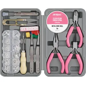 Hi-Spec 17pc Jewelry Making Tool Kit & 600pc Findings Accessories Box Set. Pliers & Wires for Handmade Bracelets, Necklaces, Earrings and Charms Arts & Crafts
