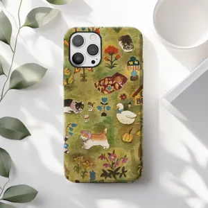 Whimsical Farm Animals Smartphone Cellphone Case, Cute Duck Cottagecore Collage Cover, Protective Shell Phone Accessory Compatible with iPhone 11, 12, 13, 14, 15, 16, 17 Pro Max, Air, Plus