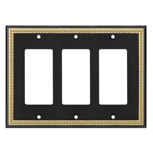 Harmon Black and Brushed Gold Triple Decora Decorative Switchplate Cover