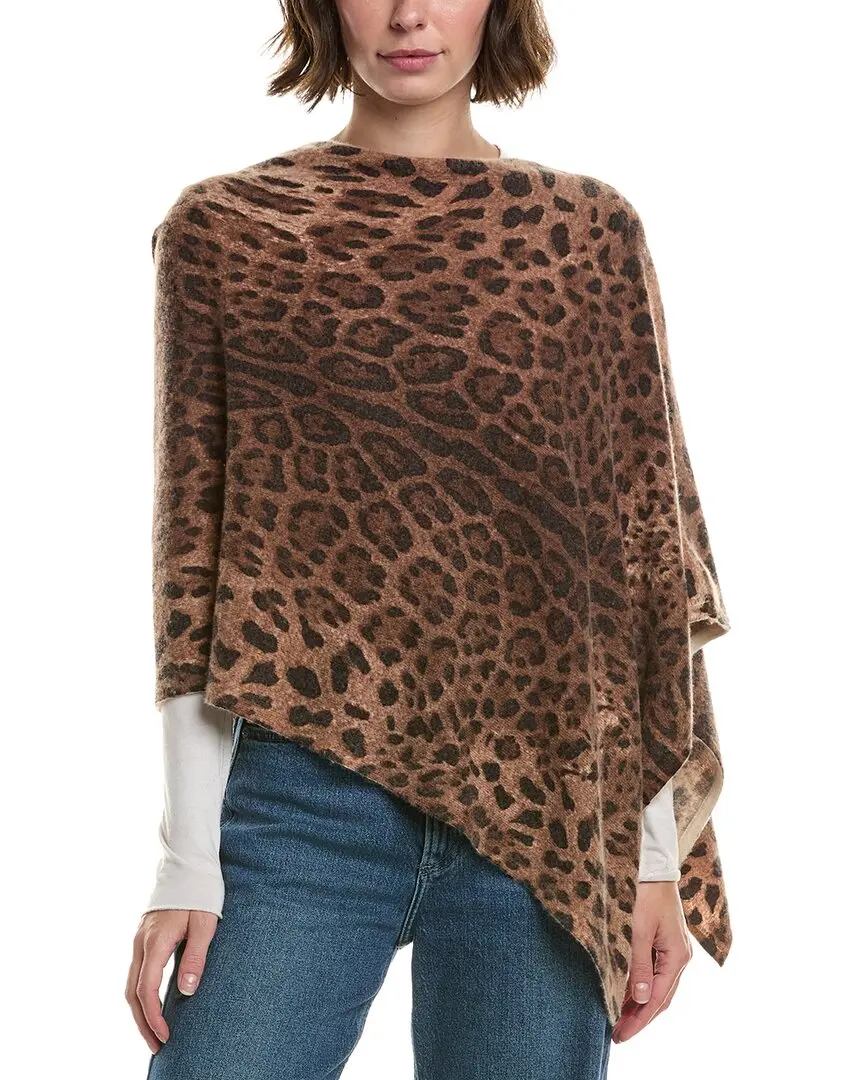 sofiacashmere Leopard Print Wool & Cashmere-Blend Poncho