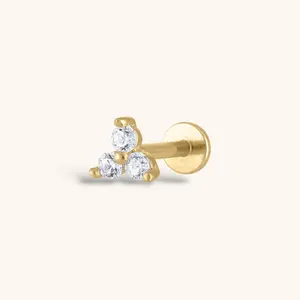 Crystal Trinity Threaded Flat Back Earring