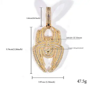 New Hip-hop Spider Pendant Simple Personality Full Diamond Necklace Men's and Women's Trend Accessories men black friday vvs d color ring Golden Stainless Steel Initial Cuban Link Moissanite Beating Heart Silver Twisted Rope Chain Customized vvs1 clarity