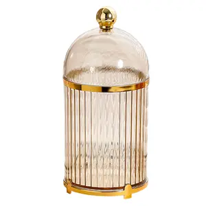 Dessert Fork Holder, Coffee Spoon Holder Cup, Dessert Fork Small Utensil Organizer with Lid Plastic Clear Striped Countertop Organizer for Kitchen, Coffee, Bar, Home Decor