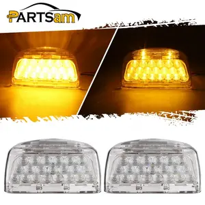 Partsam 2Pcs 31 LED Turn Signal Lights Headlight with 3 Wire Replacement For Peterbilt 379 359 357 365 378, Amber LED/Clear Lens