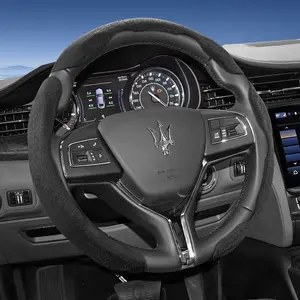 For Maserati Alcantara Suede Steering Wheel Cover New Sporty Design Segmented Non-slip Quick install Ultra-thin Suitable For Ghibli/Levante/Quattroporte/Grecale/GranTurismo/GranCabrio/MC20/MCPura Black Brown Mocha brown Orange Red Green Car Accessories
