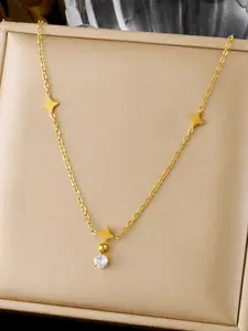 Star Zircon Y-Shaped Collarbone Chain for Women, Luxurious Commuter Sweet Cool Style, Unique Design Necklace, Trendy Fashion Jewelry, Star Shine Necklace