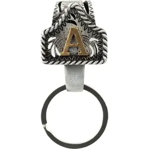 Cowboy Letter Keychain A-Z Initial Western Cow Tag Belt Key Holder for Pocket or Belt Cowboy Keychain