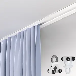 Ceiling Mount Recessed Aluminum Single Curtain Sliding Rail, Silent Curtain Track System for Bedroom Privacy Shelter Dressing Room Room Divider (White, 1m(3.3ft))