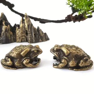 Vintage Antique Brass Toad Figurine, Desktop Decoration, Office Tea Pet, Creative Handmade Statue, Bronze Sculpture, Home Decor Collection