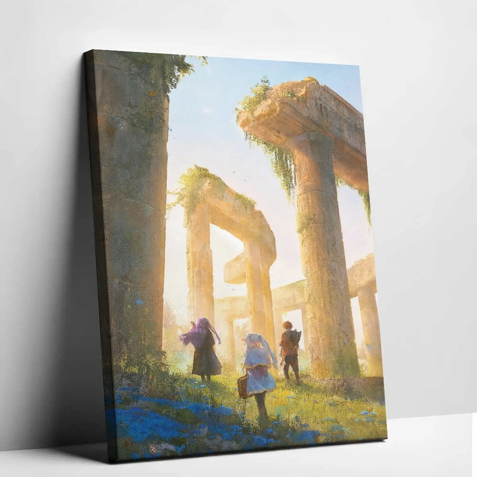 Frieren: Beyond Journey's End Anime Canvas Wall Art - Ancient Ruins Scenery Poster, Vivid Fantasy Landscape Painting, Indoor Wall Decoration for Living Room, Trendy Manga Merch Illustration, Printed Image