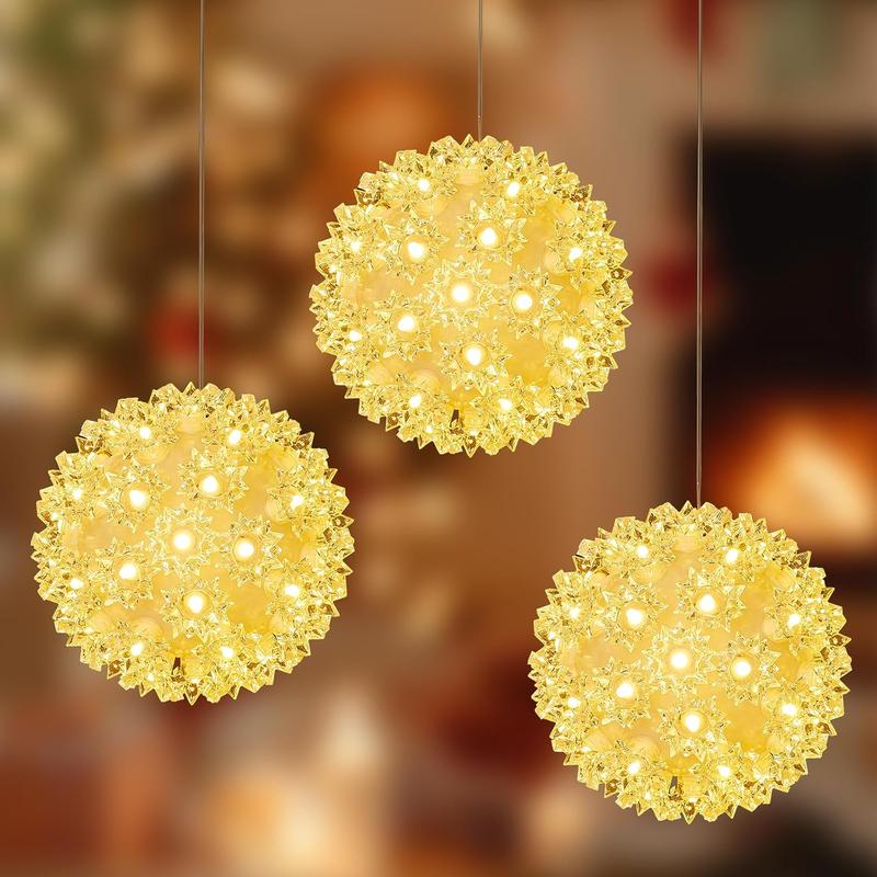 Outdoor Christmas Decorations-Starlight Sphere, Replaceable Bulbs with Add-On Plug,Lighted Sphere Balls for Trees Party Wedding Patio Indoor Decorations 5.5in-3pc 50 LED(Warm White)