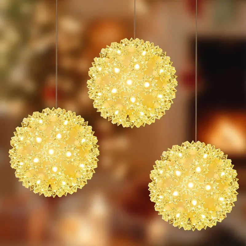 Outdoor Christmas Decorations-Starlight Sphere, Replaceable Bulbs with Add-On Plug,Lighted Sphere Balls for Trees Party Wedding Patio Indoor Decorations 5.5in-3pc 50 LED(Warm White)