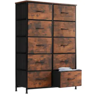 Cupboards Cabinets Dresser - Fabric Storage Tower with 10 Drawers, Bedroom Organizer, Chest of Drawers with Fabric Bins