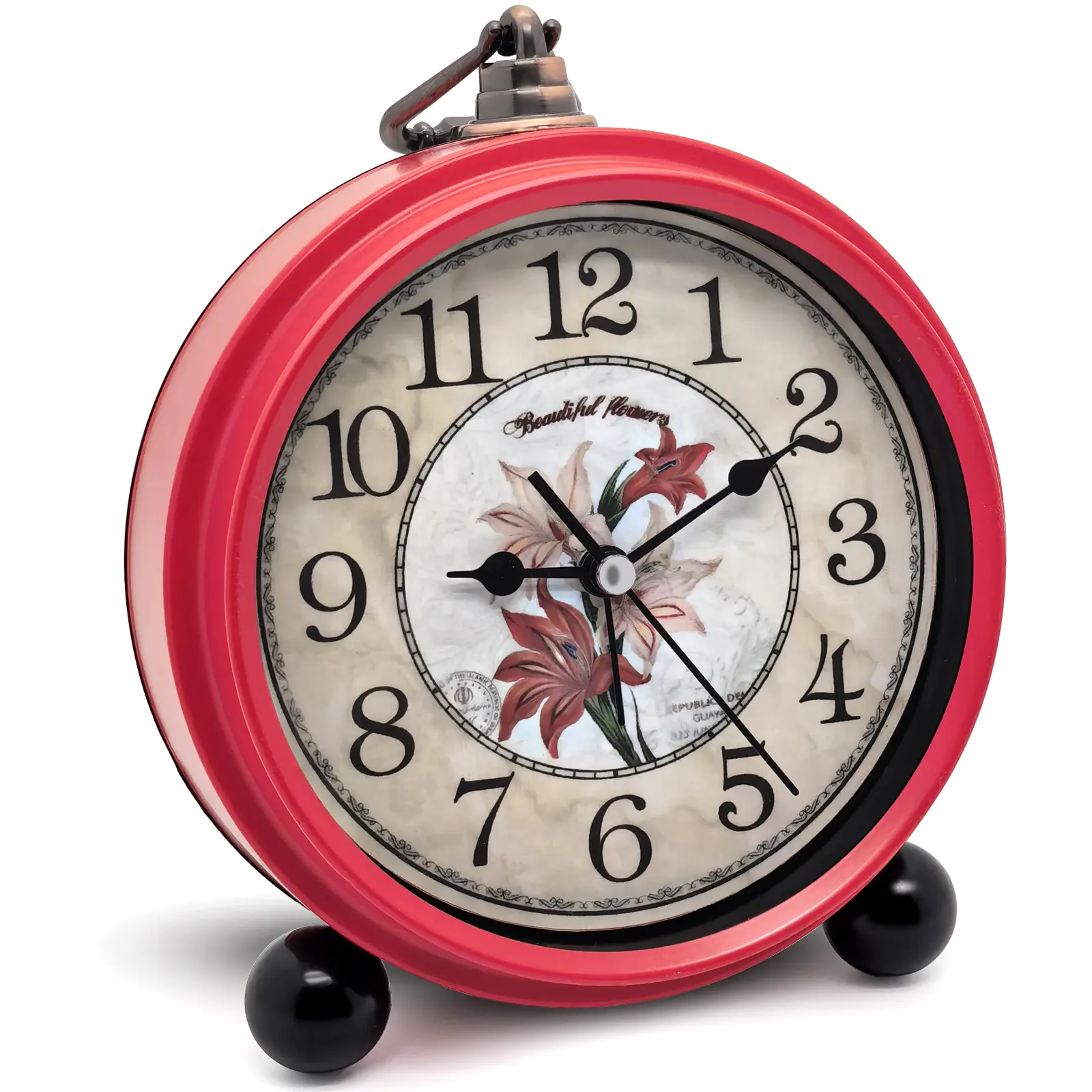 Retro Vintage Metal Desk Alarm Clock - Non-Ticking Silent Analog Table Clock - Battery Operated Quartz Clock for Bedside Desk Table Bedrooms Living Room Home Office Decor