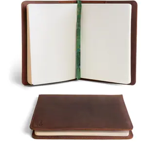 , Journal Cover Compatible with Moleskine XL (7.5 x 9.75 in) with Strap, Refillable Case, Personal Planner, Full Grain Leather,  Office  Work Essentials ( Brown)