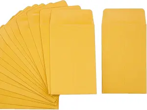 120 Pcs Small Coin Envelopes 2.25" x 3.5" with Gummed Flap, Yellow Kraft Mini Envelopes for Storing Keys, Stamps, Seeds, Tips and Small Items (120)