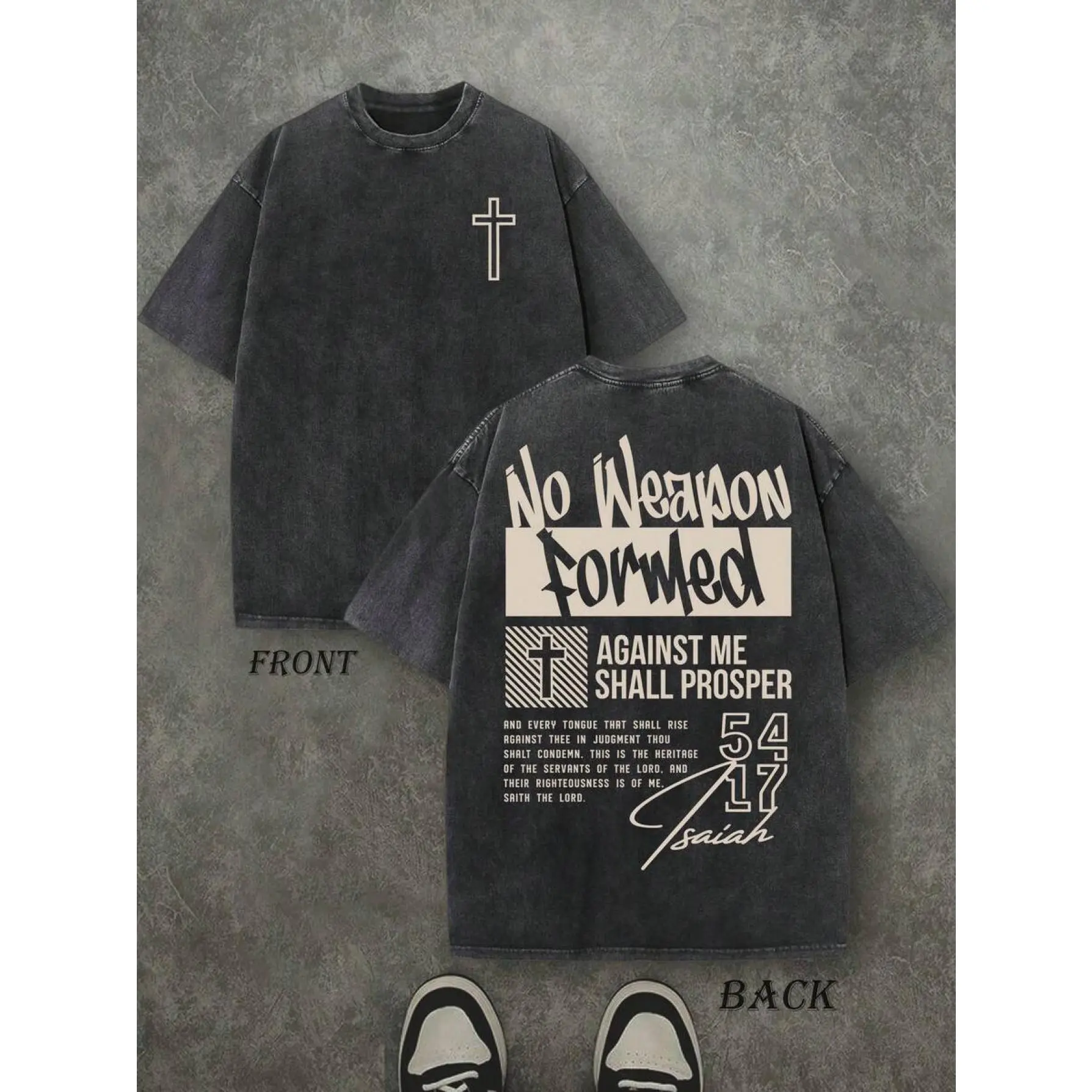 Men's Short Sleeve T-Shirt with Double-Sided Christian Cross Graphic, Casual Streetwear Style in 100% Cotton with a Relaxed Fit, Tshirt, Round Neck, Faith Top, Shortsleeve, Casual Graphic Tee, Four Seasons