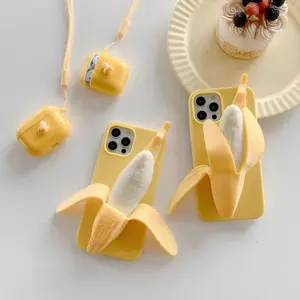 Creative Three-Dimensional Banana Pinch Mobile Phone Case - Compatible with iPhone 15 Pro Max, iPhone 12, 11 & More - Protective Cover for Compression Screen Protector Protection stylish phone case Cellphone Casing Smartphone Shockproof Yellow