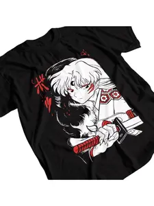 Inuyasha T-shirt Sesshomaru T-shirt Anime Inuyasha T-shirt Men's and Women's Summer Comfortable Loose Fashion Short sleeved Top Kill Maru Adult Casual Round Neck Streetwear