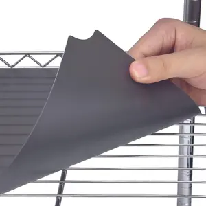 Wire Shelf Liner 18" x 48", Value Pack of 5 - Flat Heavy Duty Waterproof Non-Adhesive Industrial Strength Plastic Mats for Tier Shelving Unit, Gray