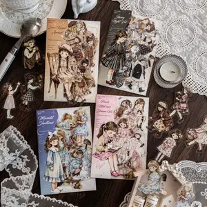 120 Minimalist White Ink Sticker Pack Cartoon Girl Theme Minimalist Style PET Waterproof Material Self Adhesive DIY Journal Decoration Scrapbooking Sticker Pack