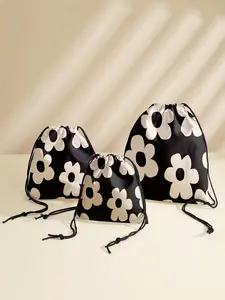 Floral Drawstring Bag, Multi-Purpose Organiser Storage Pouch, Portable Travel Dustproof Bag, Mommy Diaper Bag, Jewelry Cosmetic Gift Bag