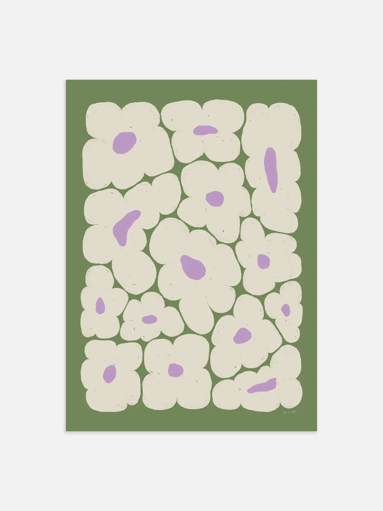 Flower Bed Green Poster – Lush and Tranquil Artwork to Bring a Touch of Nature to Your Space