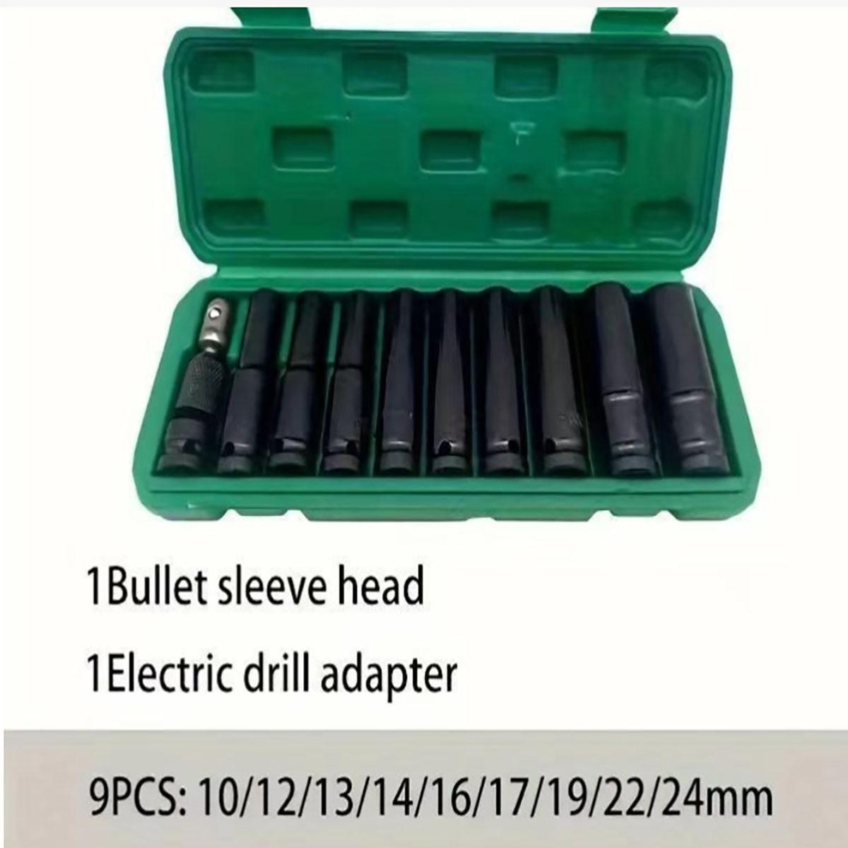 11pcs 1/2'' Drive Impact Socket Set Metric 6 Point Deep Well Cr-V Sockets (10mm-24mm) with box