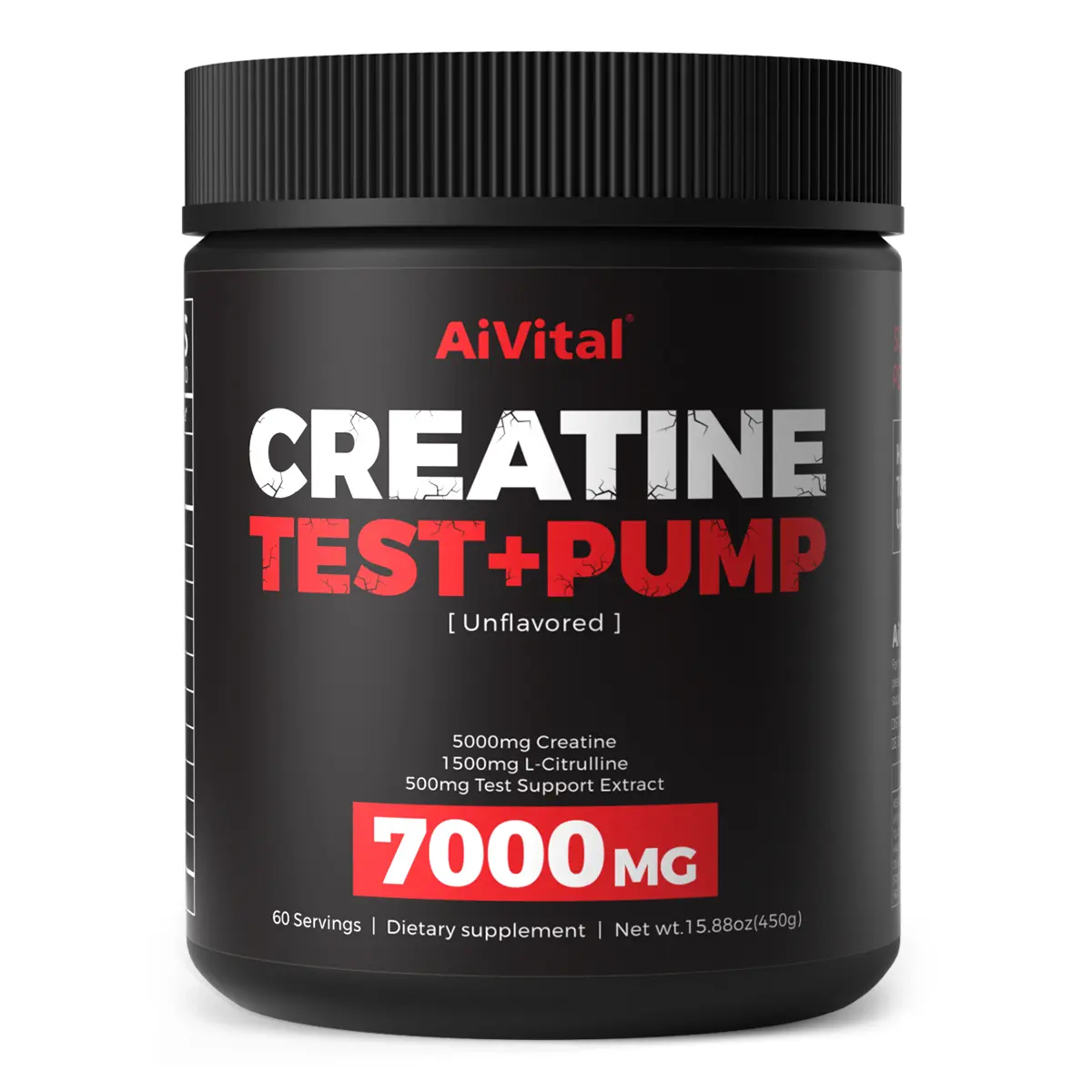 AIVITAL Creatine Powder for Men–5000mg Creatine Monohydrate with 1500mg L-Citrulline &amp; 500mg Vitality Blend;Unflavored,60 Servings, 450g