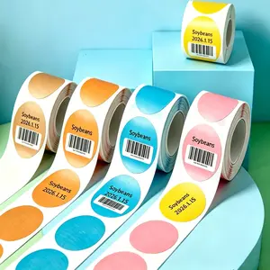 5 Rolls Colorful Thermal Label Paper, 500 Sheets, Self-Adhesive Stickers for 4-Inch Printers, Logistics, Supermarket, DIY Gifts, 50x50mm