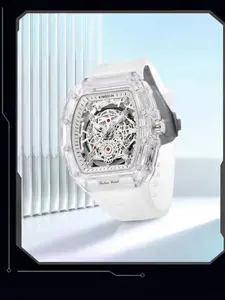 Men's Futuristic Modern Wristwatch, Waterproof Transparent Quartz Movement, Sleek Trendy Design, Essential Item for Holiday Haul