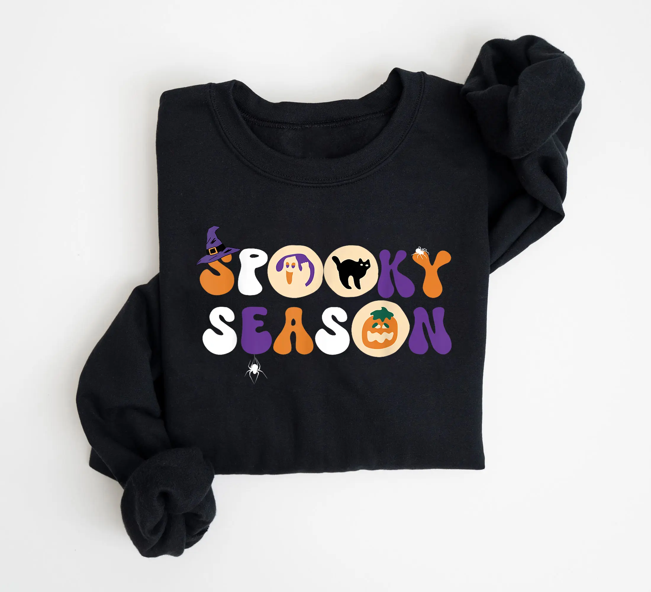 Halloween Sugar Cookie Sweatshirt, Baking Halloween Pumpkin Witch Cookie Shirt, Black Cat, Pumpkin Face, Ghost, Spooky Season Cat Pumpkin Boo Ghost Crewneck, Fall Halloween Shirt