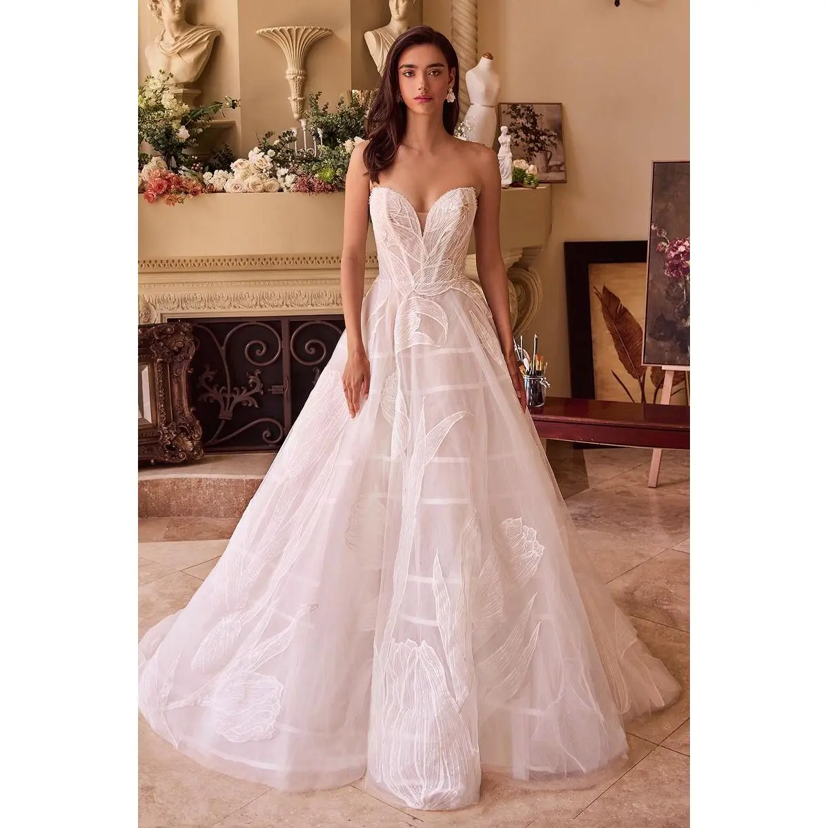 Andrea And Leo -WL043 Sequin Embroidered Bridal Ball Gown