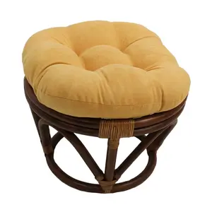 18-inch Round Solid Micro Suede Tufted Footstool Cushion