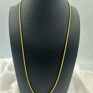 24in 3.15mm Golden Diamond Cut Flat Franco 14k over 925 Sterling Silver (SG-162)