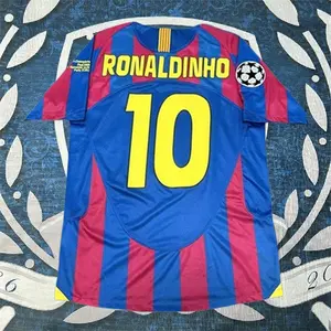 0506 Home Red Blue No.10 Ronaldinho Retro Short Sleeve soccer jersey