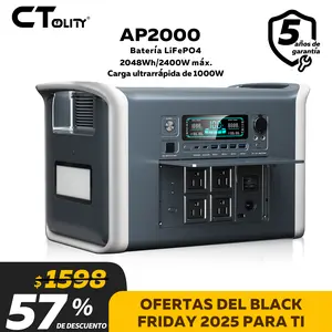 Black Friday Deal Estación de energía portátil Ctolity 2400 W con batería LiFePO4 de 2048 Wh - Generador solar con batería externa de 640 000 mAh y 120 V, carga rápida en 2 horas ,ecoflow,bluetti,jackery