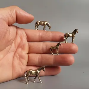 4 Copper Mini Horse Sculptures - Detailed Metal Foal Decor for Moss Gardens, Fish Tanks, Bonsai, Garden Decor | Detailed Horse Sculpture | C