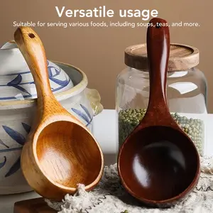 2 PCS Bath Salt Scoop, Wooden Kitchen Scoop Ladle, Multipurpose Large Solid Wood Water Spoon Serving Soup Tablespoon for Cooking, Bath Salt, Canisters Flour