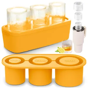 Ice Cube Tray for Tumbler Cup 30Oz-40Oz, 3 Pcs Silicone Cylinder Ice Mold with Lid and Bin for Freezer Kitchen Utensils  Tumbler Ice Cube Tray