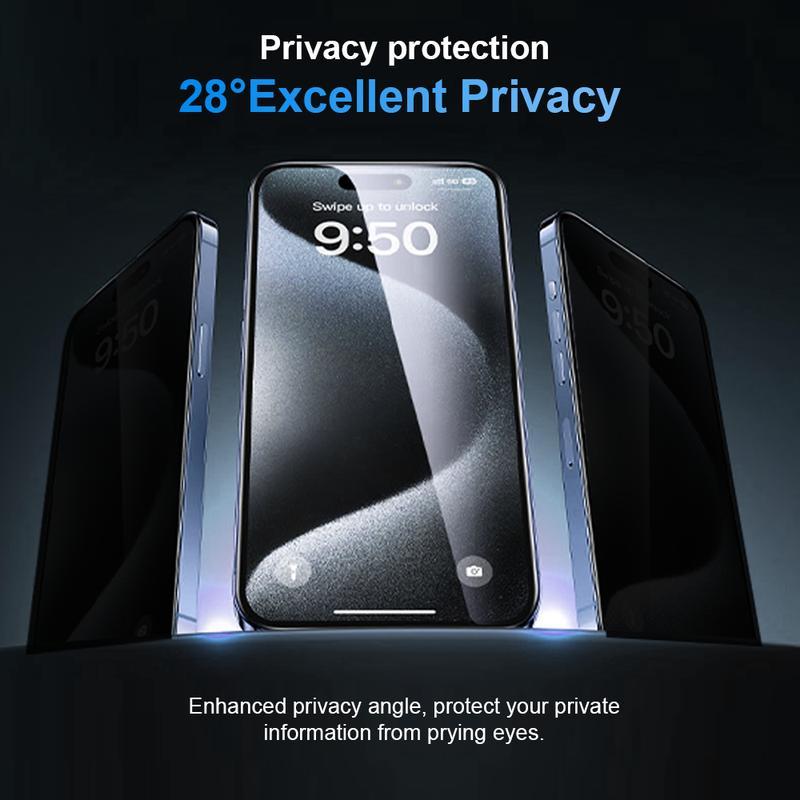 【Dust-free Fit Tray】3 Pack SmartDevil HD Clear Screen Protector for iPhone 17promax/17pro/16promax/16pro/15/15pro/14/13pro/13 Tempered Glass, Shatterproof Protection bubble-free Scratch Resistant 9H Hardness,Fast & Easy Installation, Anti-Spy Privacy Film