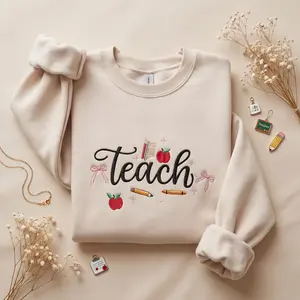 Embroidered Floral Teacher Sweatshirt, Teacher Appreciation Gift