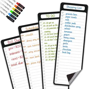 Magnetic Dry Erase List Board 4"x12" Multifunctional List Board for Fridge 6 Extra Fine Point Markers Included Shipped Flat
