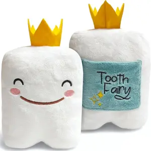 6" Tooth Fairy Pillow with Back Pocket Soft Plush Stuffed Animal Toy for Kids Boy or Girl Squishable Holder