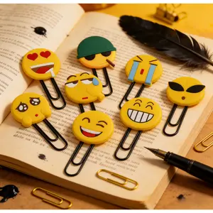 SICANDAENHK Super cute novelty emoji bookmarks every student loves!Fun creative paperclip style book markers with lovely funny emoticon designs, random 10 pieces set perfect for kids, girls and boys at school, great for reading notes, page marking