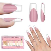 Coffin Medium White French Tip Berry Pink