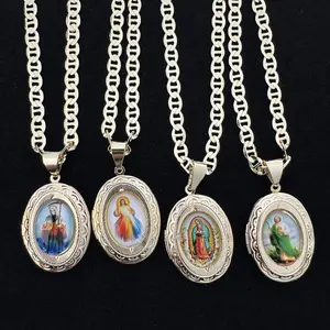 Saint Charms San Judas Virgen Mary Santa Muerte 14k Gold Plated Necklace